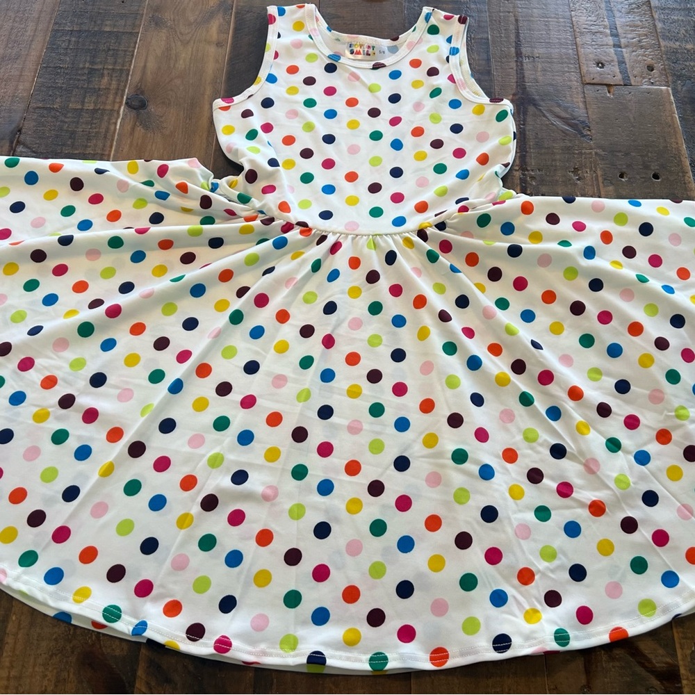Dot Dot Smile size 5/6 Girls bright polka dot tank twirl dress New